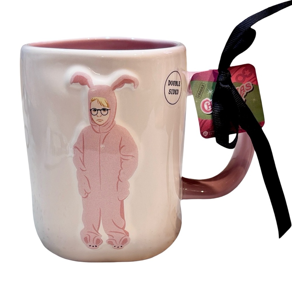 NWT Rae‎ Dunn A Christmas Story Mug Ralphie Pink Bunny Outfit Pajamas Nightmare